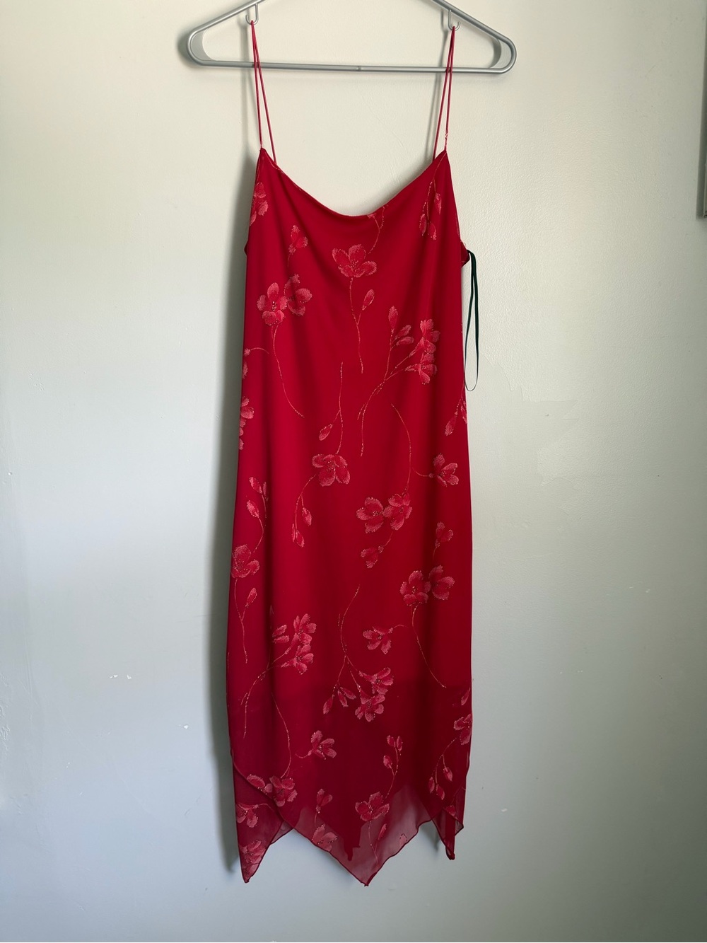 Byer too! Red Floral Slip Dress with Spaghetti Straps Size Large (juniors)